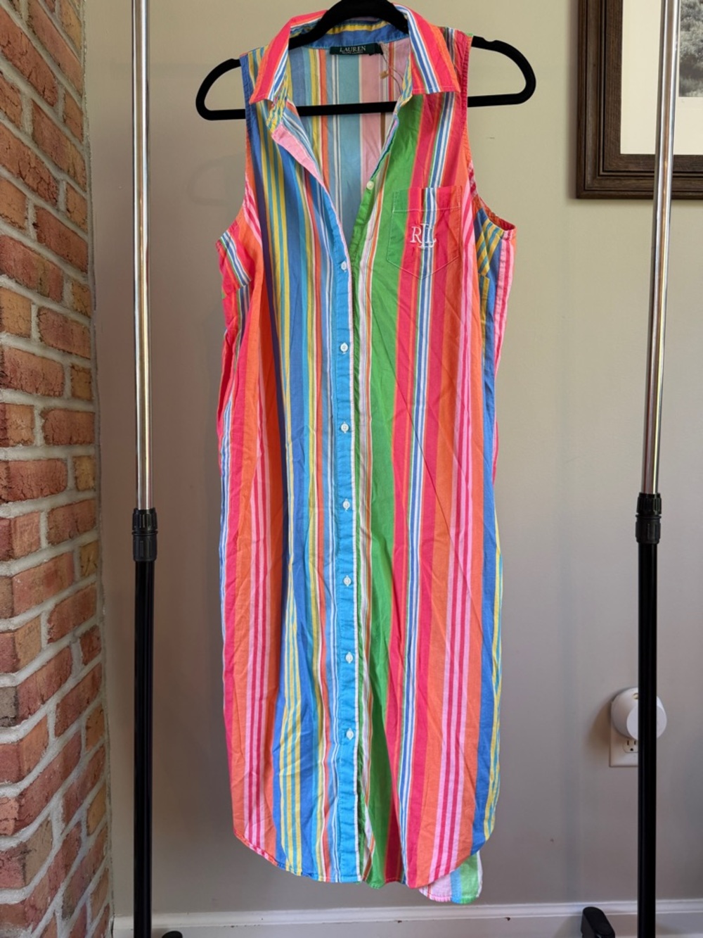 LAUREN Ralph Lauren Multicolor Striped Sleeveless Shirt Dress